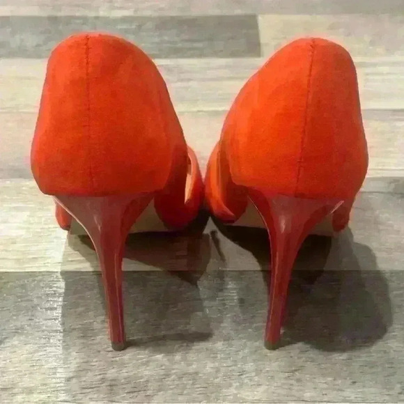 ORANGE VELVET POINT TOE SHOES SIZE 9 - Picture 4 of 4